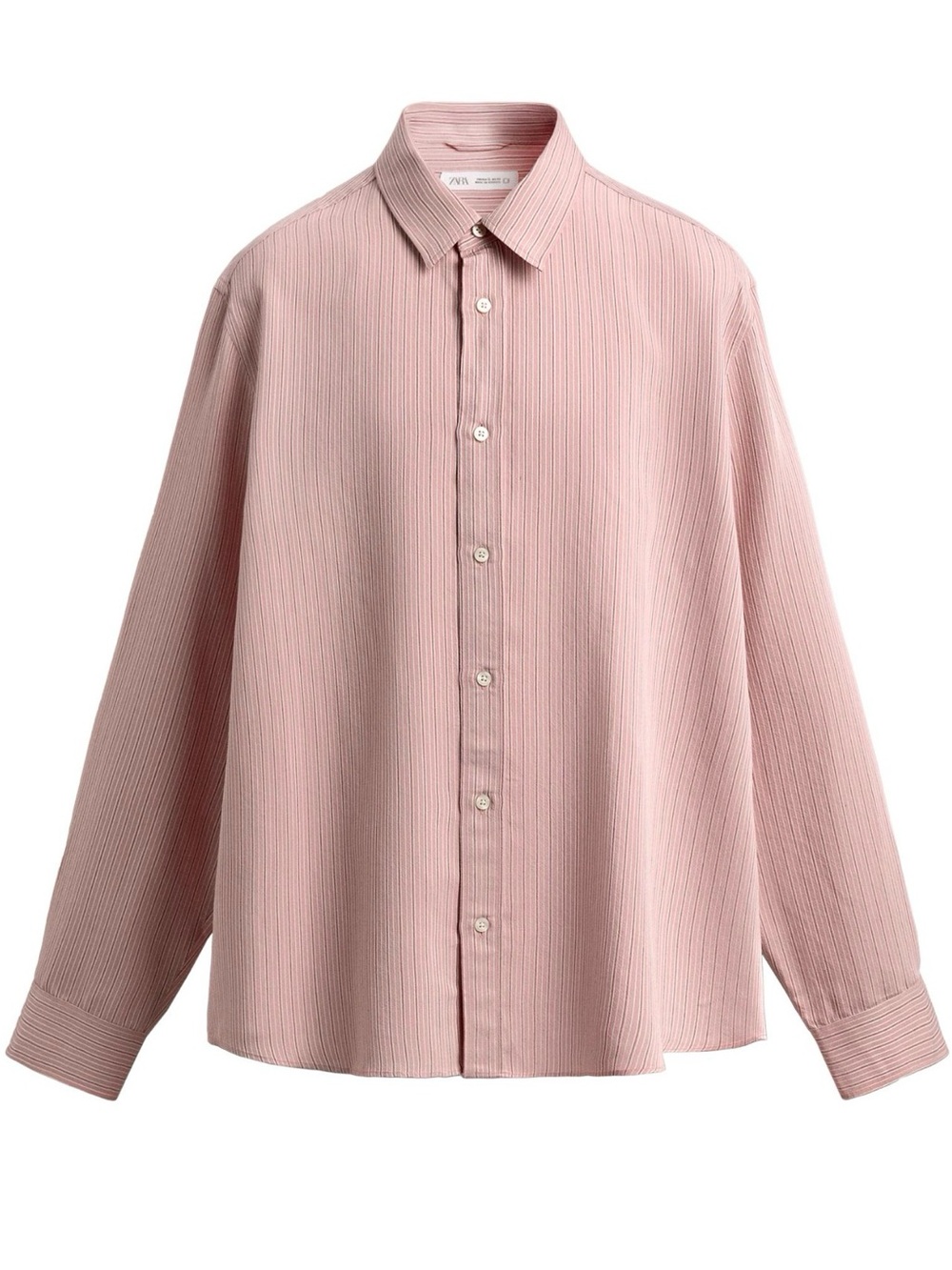 ZARA Men's Pink Striped Button-Up Shirt Size S